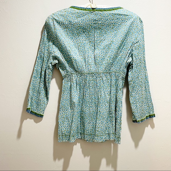 BODEN Leaf Print Surplice Top Velvet Trim - Picture 2 of 6